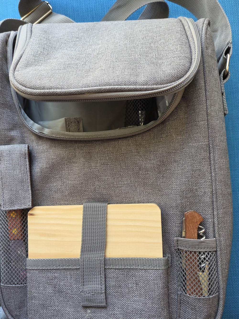 Gray Men's Crossbody Plush Picnic Bag